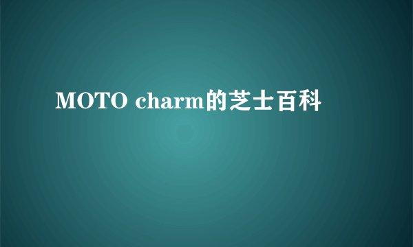 MOTO charm的芝士百科