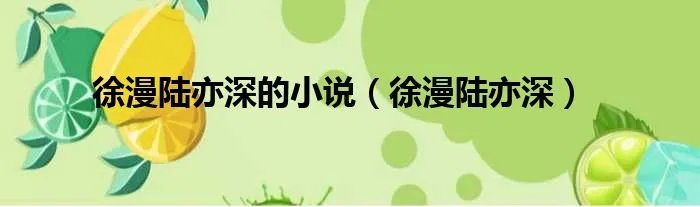 徐漫陆亦深的小说（徐漫陆亦深）