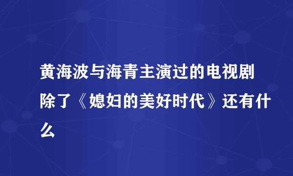 黄海波与海青主演过的电视剧除了《媳妇的美好时代》还有什么