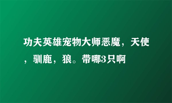 功夫英雄宠物大师恶魔，天使，驯鹿，狼。带哪3只啊