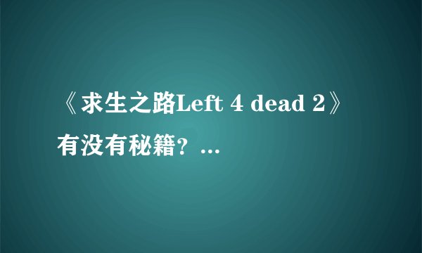 《求生之路Left 4 dead 2》有没有秘籍？有的话说一下多少？怎么输？