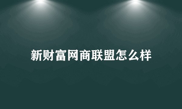 新财富网商联盟怎么样