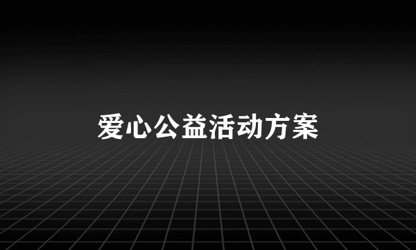 爱心公益活动方案