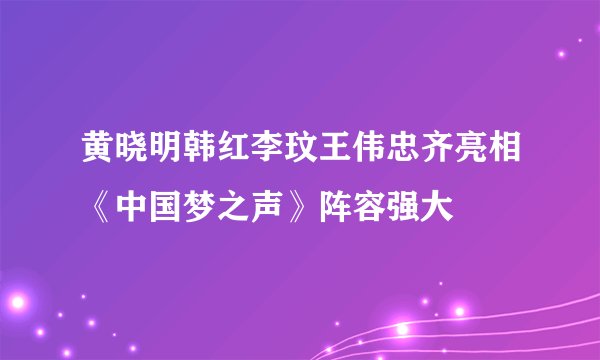 黄晓明韩红李玟王伟忠齐亮相《中国梦之声》阵容强大