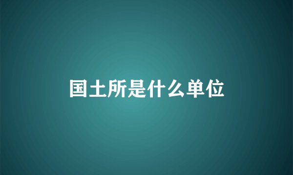 国土所是什么单位