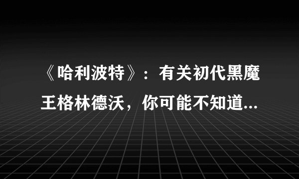 《哈利波特》：有关初代黑魔王格林德沃，你可能不知道的那些事
