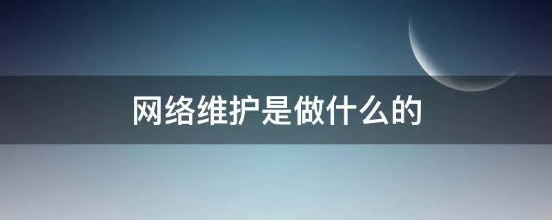 网络维护是做什么的