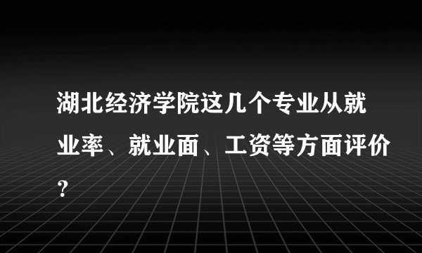 湖北经济学院这几个专业从就业率、就业面、工资等方面评价？
