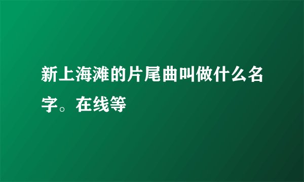 新上海滩的片尾曲叫做什么名字。在线等