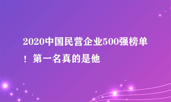 2020中国民营企业500强榜单！第一名真的是他