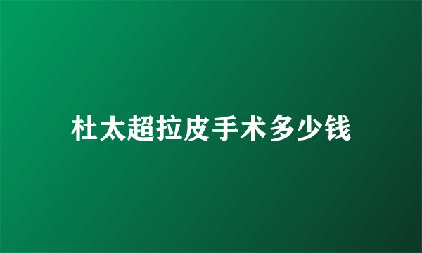杜太超拉皮手术多少钱