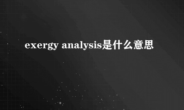 exergy analysis是什么意思