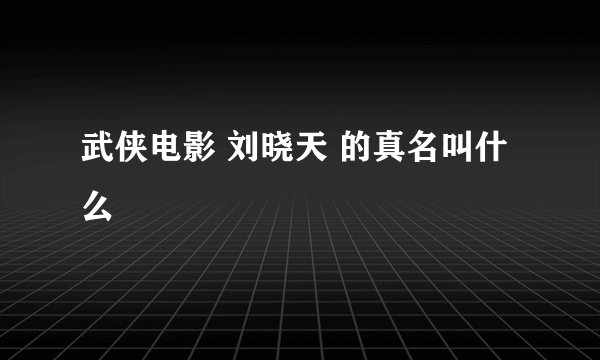 武侠电影 刘晓天 的真名叫什么