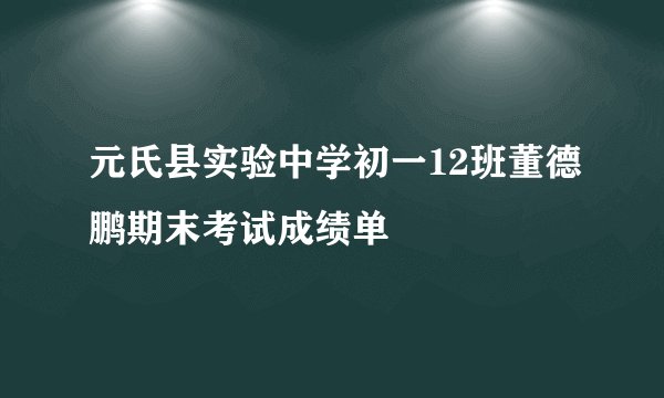 元氏县实验中学初一12班董德鹏期末考试成绩单