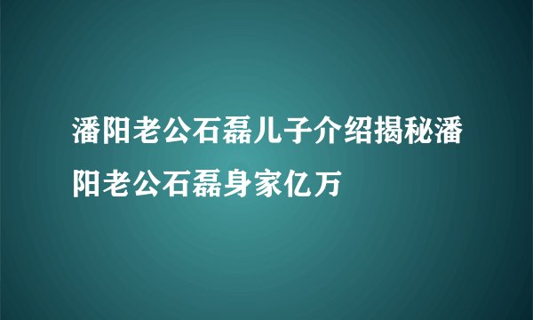 潘阳老公石磊儿子介绍揭秘潘阳老公石磊身家亿万