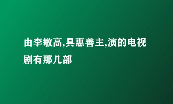 由李敏高,具惠善主,演的电视剧有那几部