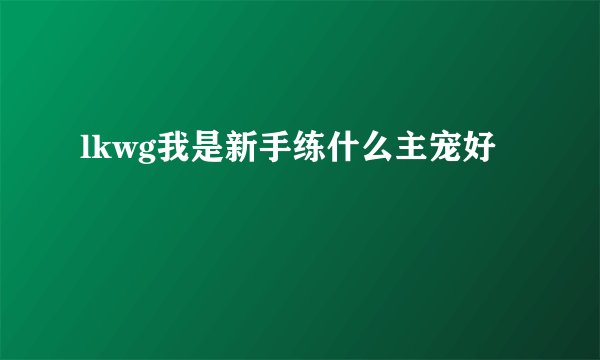 lkwg我是新手练什么主宠好