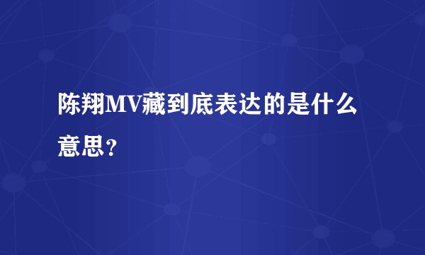 陈翔MV藏到底表达的是什么意思？