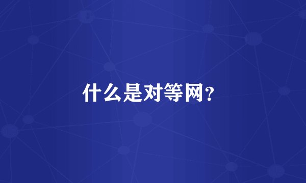 什么是对等网？