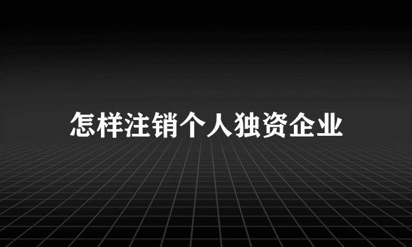 怎样注销个人独资企业