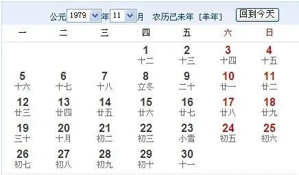 1979年9月13日阴历出生,阳历是什么日子