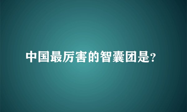 中国最厉害的智囊团是？