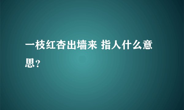 一枝红杏出墙来 指人什么意思？