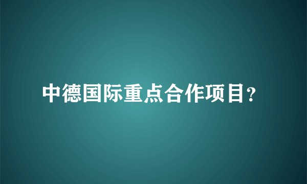 中德国际重点合作项目？