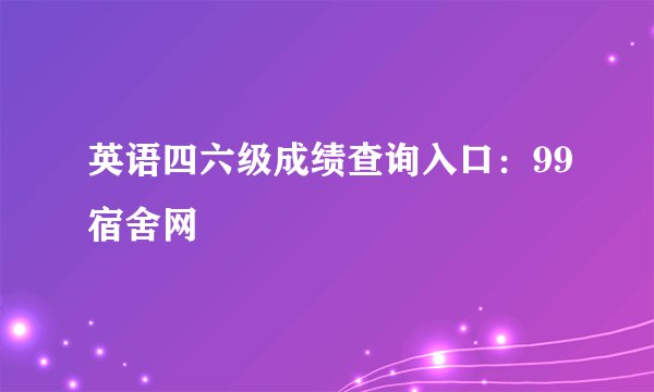 英语四六级成绩查询入口：99宿舍网