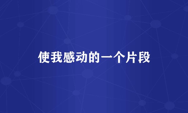 使我感动的一个片段
