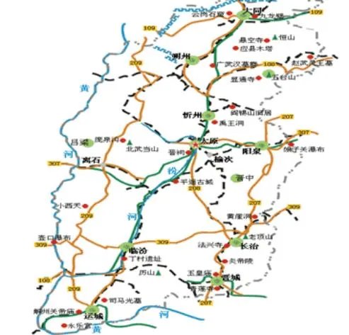 山西省旅游景点线路图？