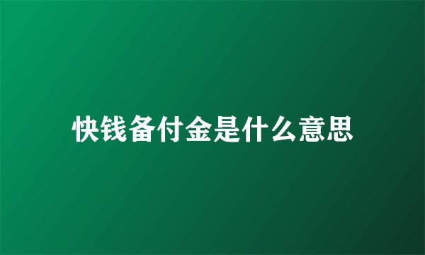 快钱备付金是什么意思