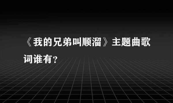 《我的兄弟叫顺溜》主题曲歌词谁有？