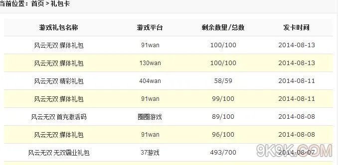 风云无双最新开服表开服礼包大全