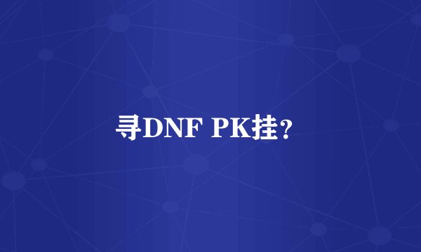 寻DNF PK挂？