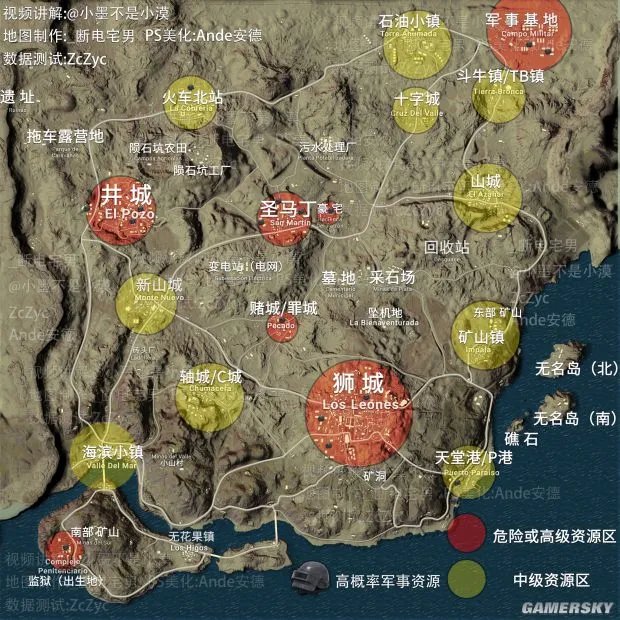 《绝地求生》中文沙漠地图及资源分布一览