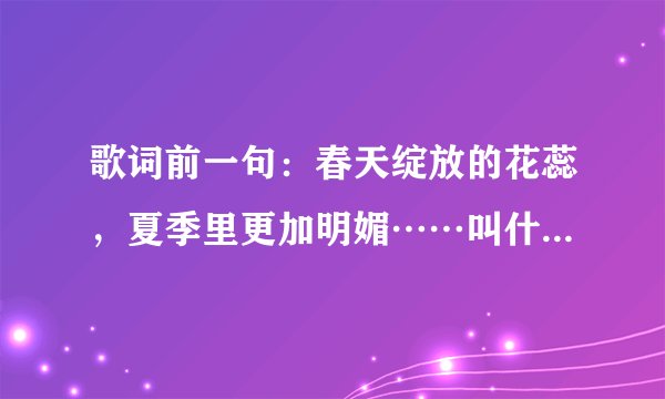 歌词前一句：春天绽放的花蕊，夏季里更加明媚……叫什么名字？