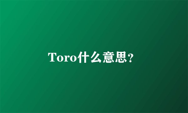 Toro什么意思？