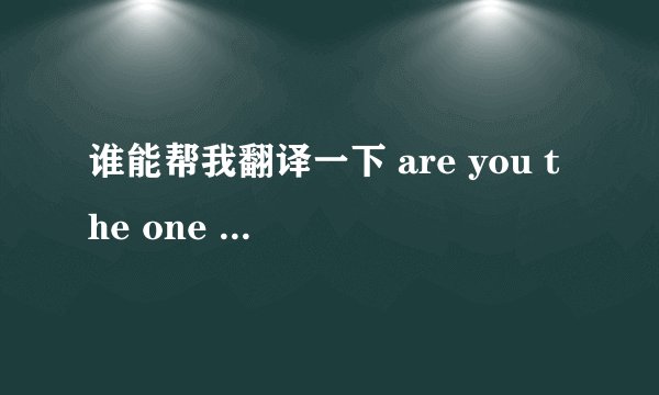 谁能帮我翻译一下 are you the one 的歌词? 急!!!