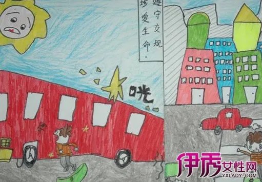 交通安全绘画作品图片欣赏