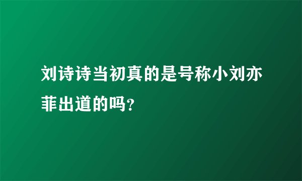 刘诗诗当初真的是号称小刘亦菲出道的吗？