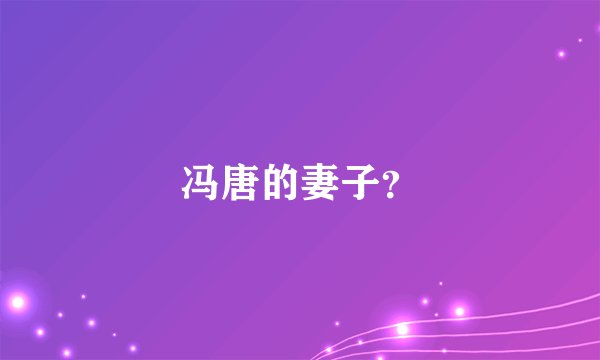 冯唐的妻子？