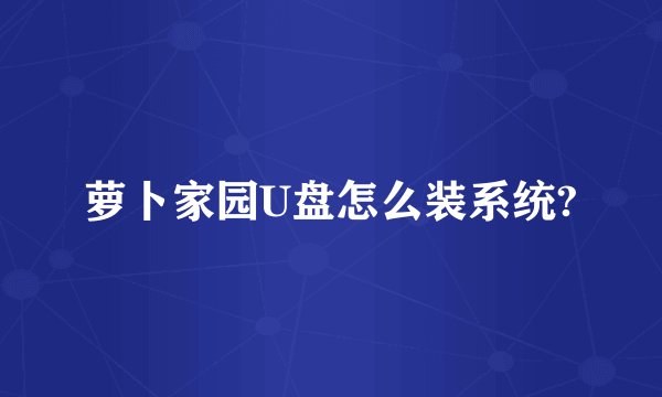 萝卜家园U盘怎么装系统?