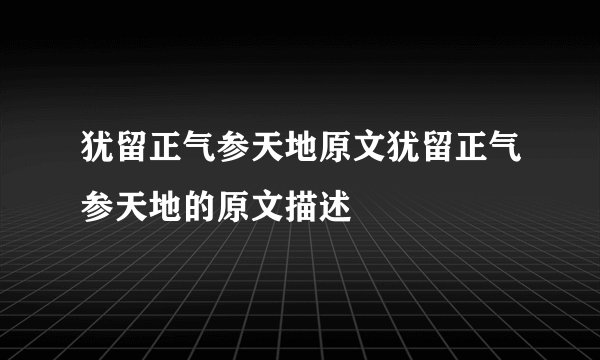 犹留正气参天地原文犹留正气参天地的原文描述