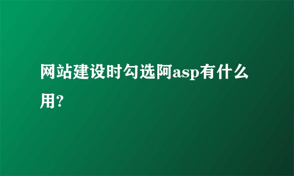 网站建设时勾选阿asp有什么用?