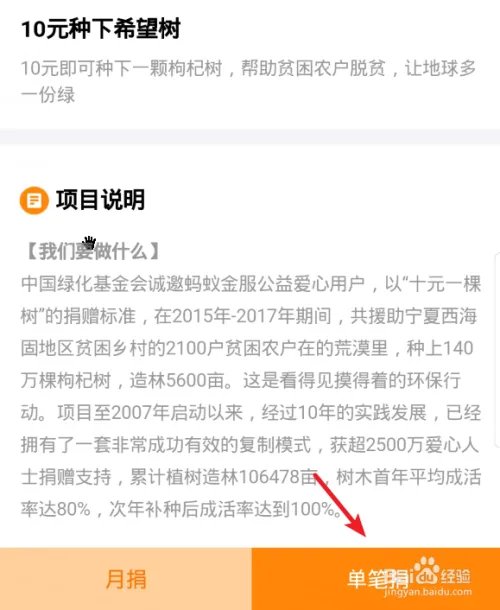 爱心捐赠平台上10元种下希望树项目怎么捐赠