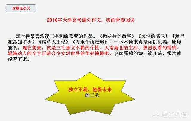 历年满分作文中，好像都有三毛的影子，如何才能把三毛写进作文呢？