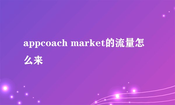 appcoach market的流量怎么来