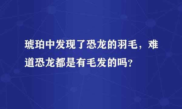 琥珀中发现了恐龙的羽毛，难道恐龙都是有毛发的吗？