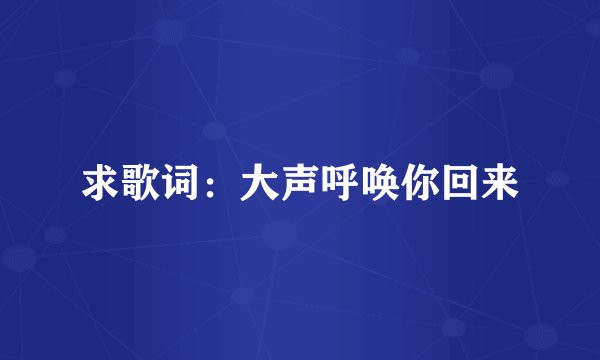 求歌词：大声呼唤你回来